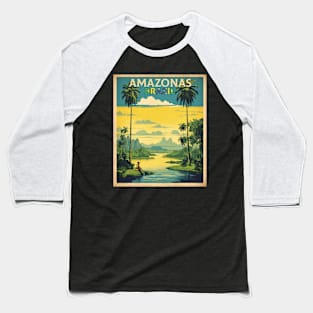 Amazonas Brazil Vintage Tourism Travel Poster Baseball T-Shirt